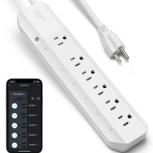Geeni Smart Surge Protector Power Strip with 6 Wi-Fi Outlets, 3 ft. Cord