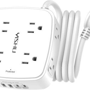 YISHU 6Ft Surge Protector Power Strip with 8 Widely Outlets & 4 USB Ports